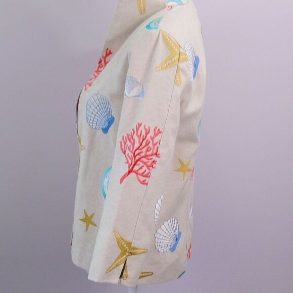 Painted Pony Open Jacket Linen Blend Under The Sea - Picture 2 of 7